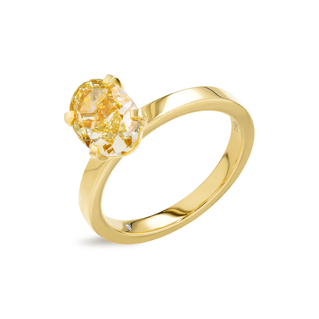 2 Carat Lab-Grown Fancy Yellow Oval Solitaire Yellow Gold Ring - Image 4