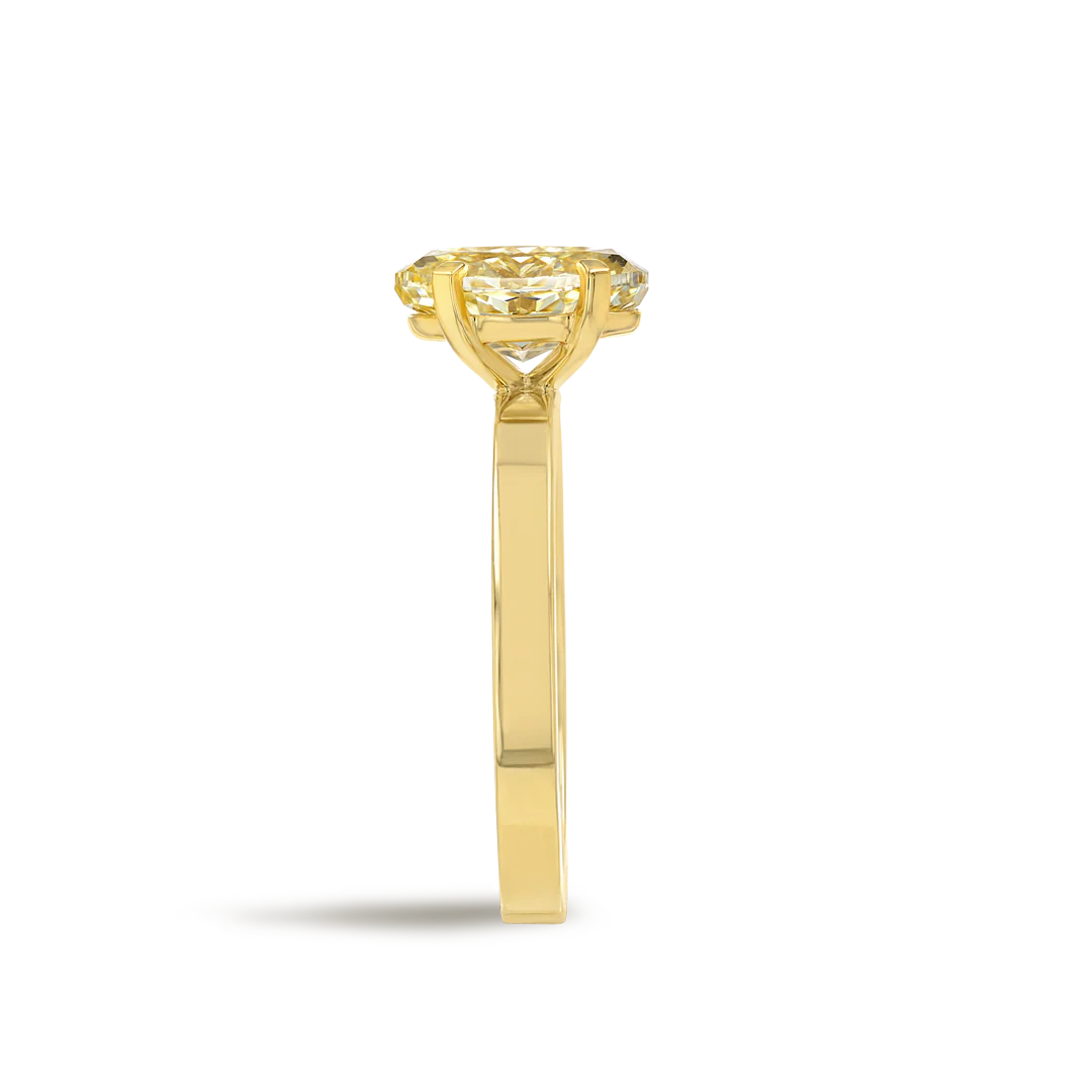 2 Carat Natural Fancy Yellow Oval Solitaire Yellow Gold Ring - Image 3