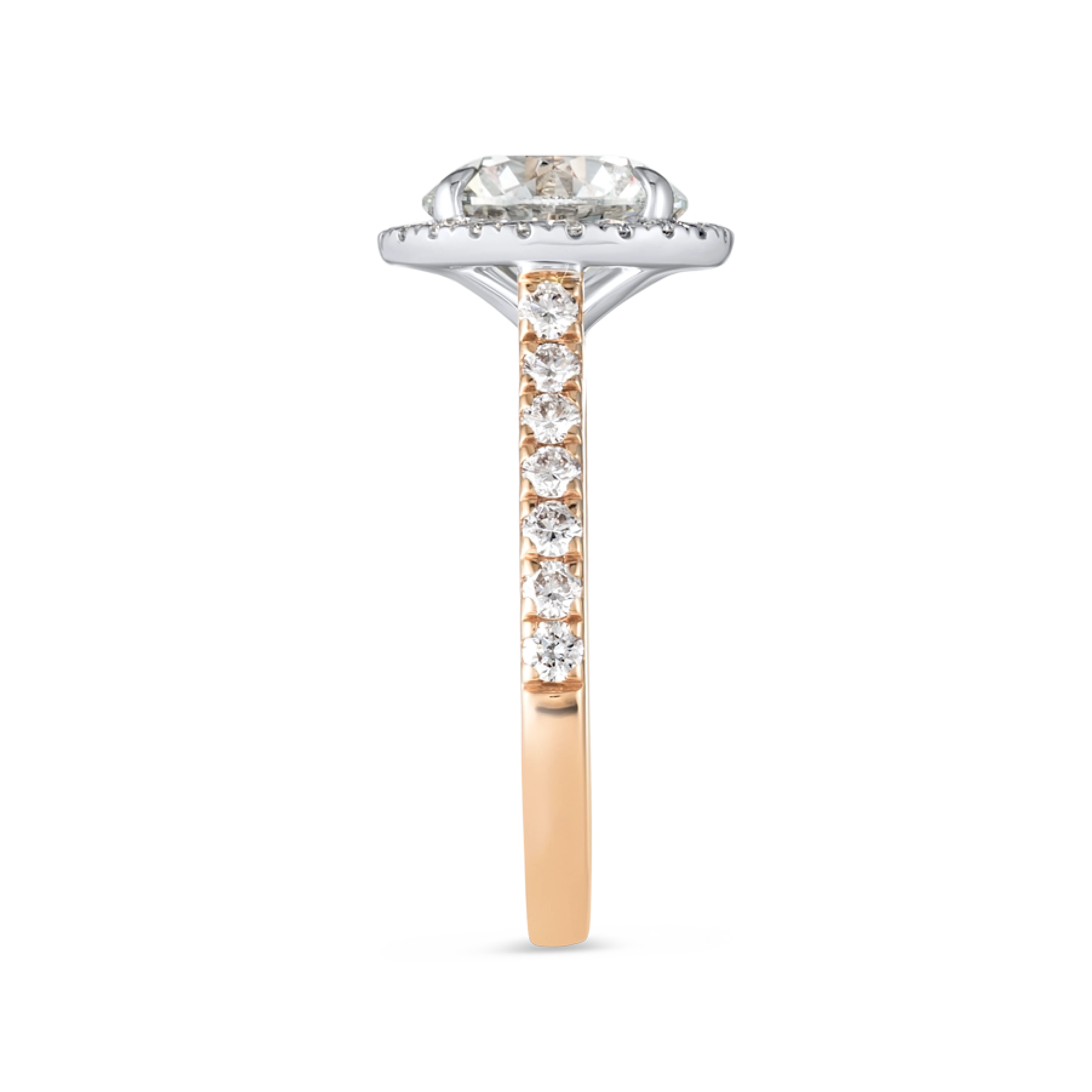 2 Carat Lab-Grown Round Halo Diamond Band Rose Gold Ring - Image 3