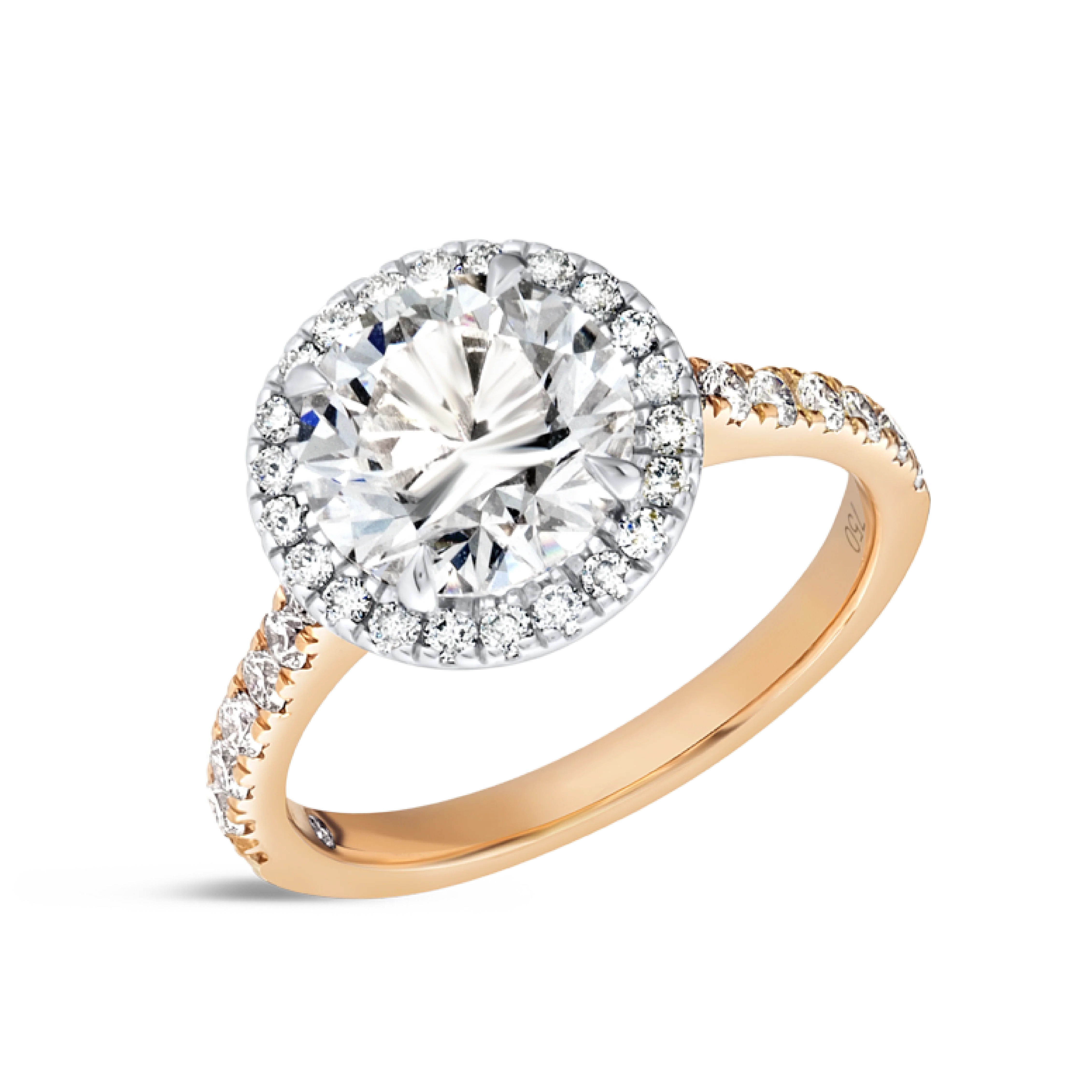 2 Carat Lab-Grown Round Halo Diamond Band Rose Gold Ring - Image 4
