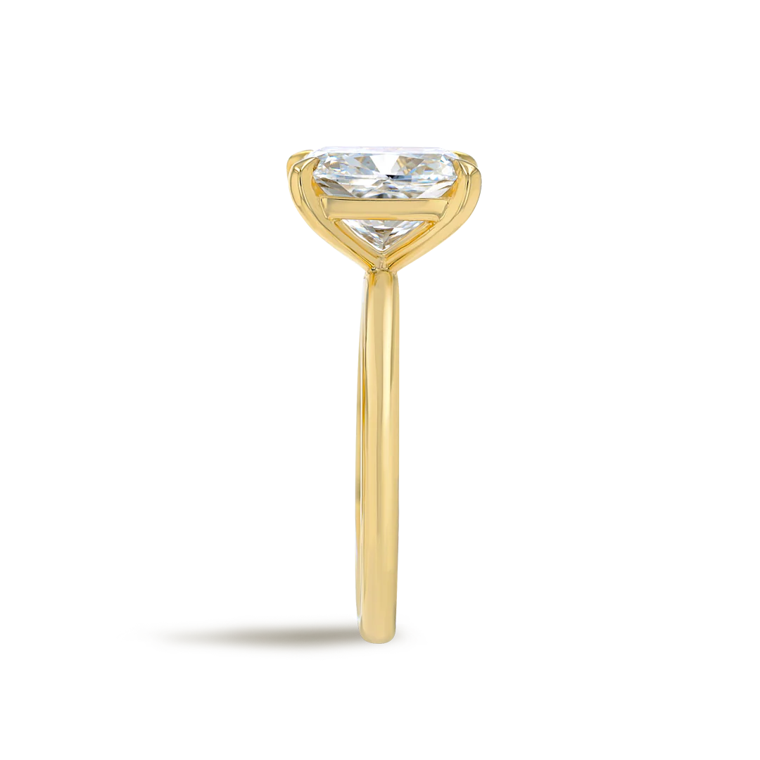 3 Carat Natural Elongated Cushion Solitaire Yellow Gold Ring - Image 3