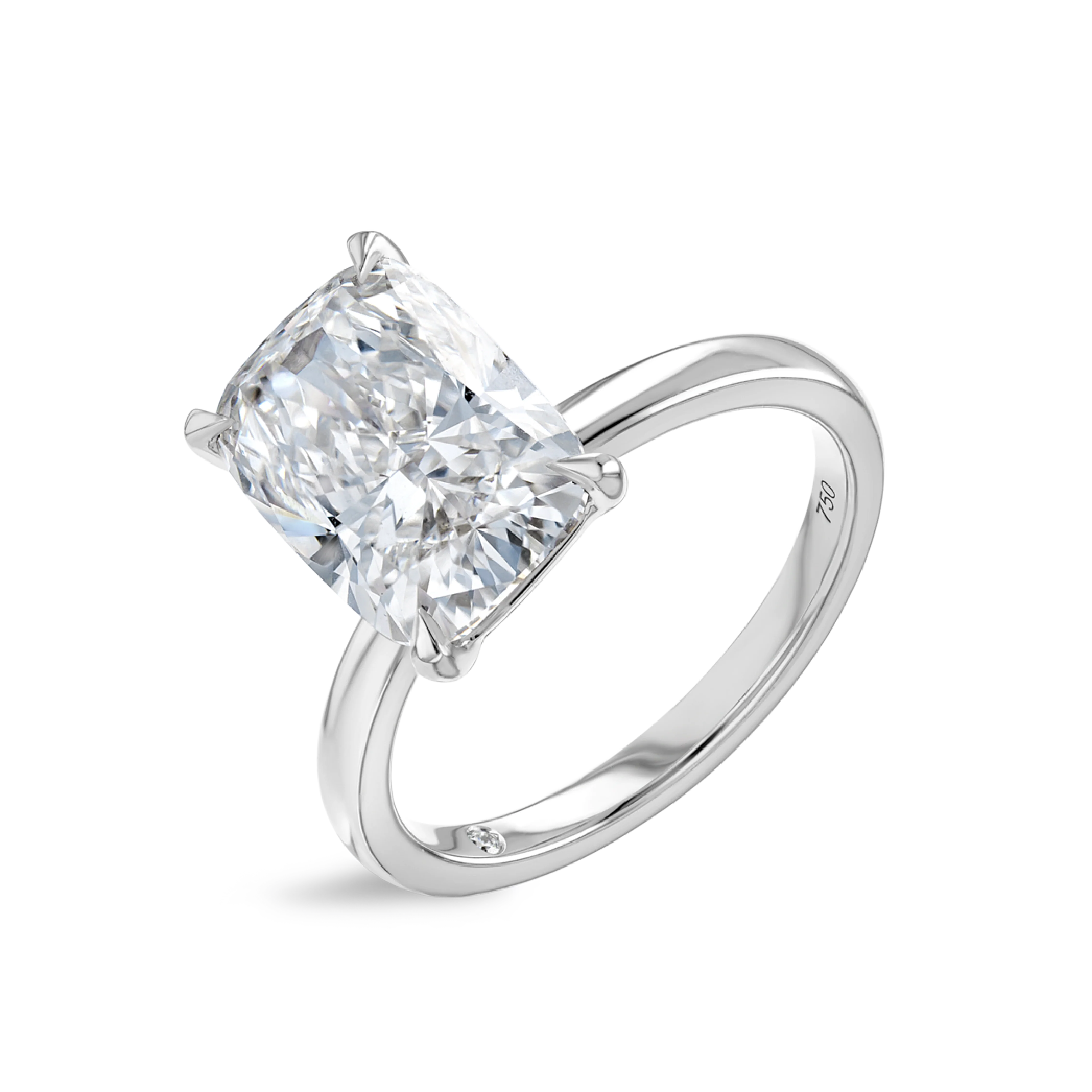 4 Carat Natural Elongated Cushion Solitaire White Gold Ring - Image 4