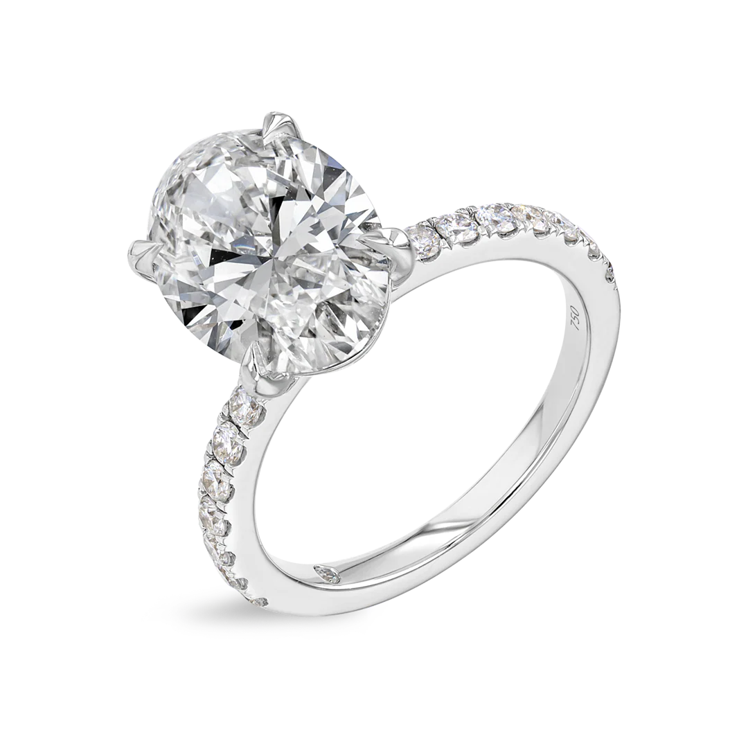 4 Carat Natural Oval Diamond Band White Gold Ring - Image 4