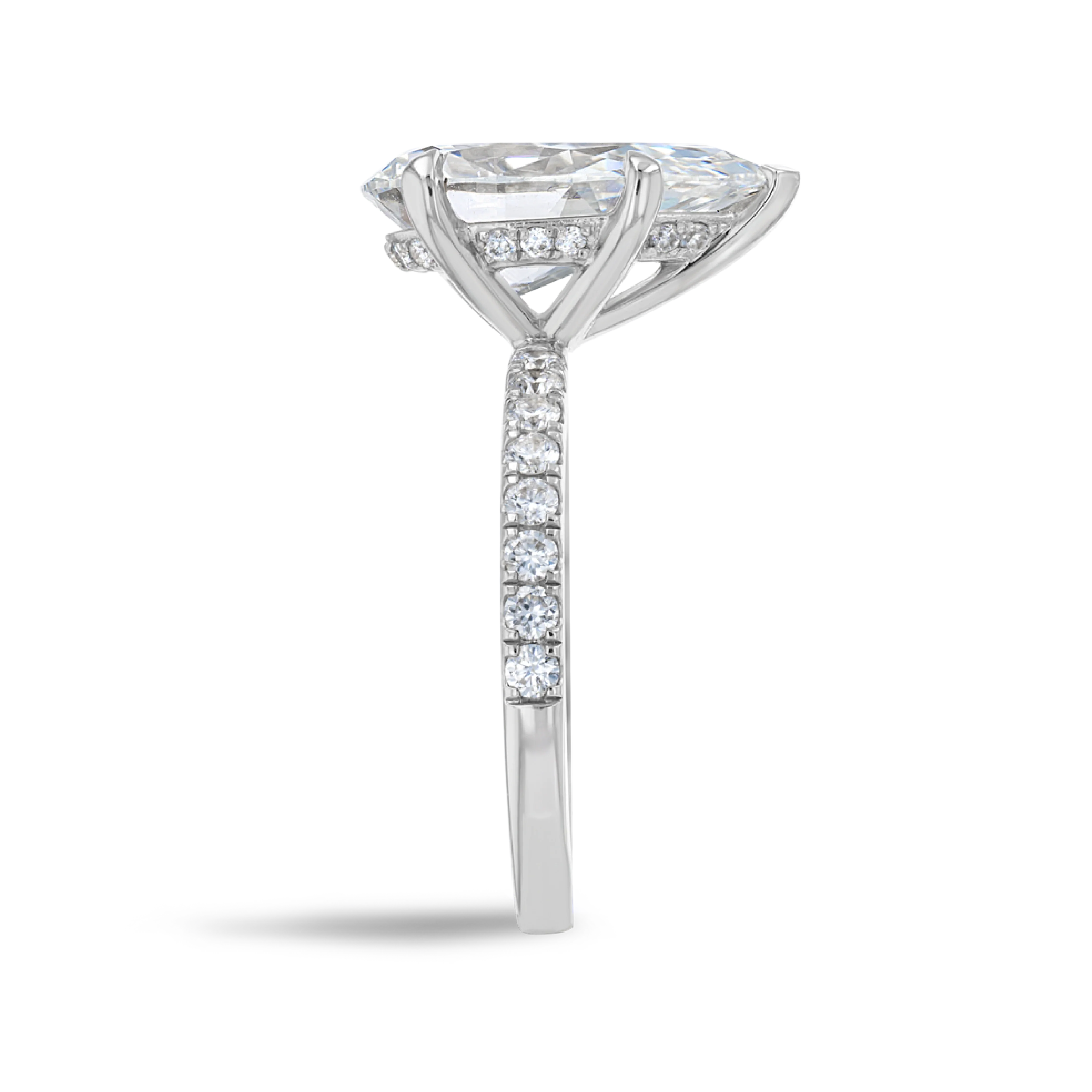 4 Carat Natural Pear Diamond Band White Gold Ring - Image 3