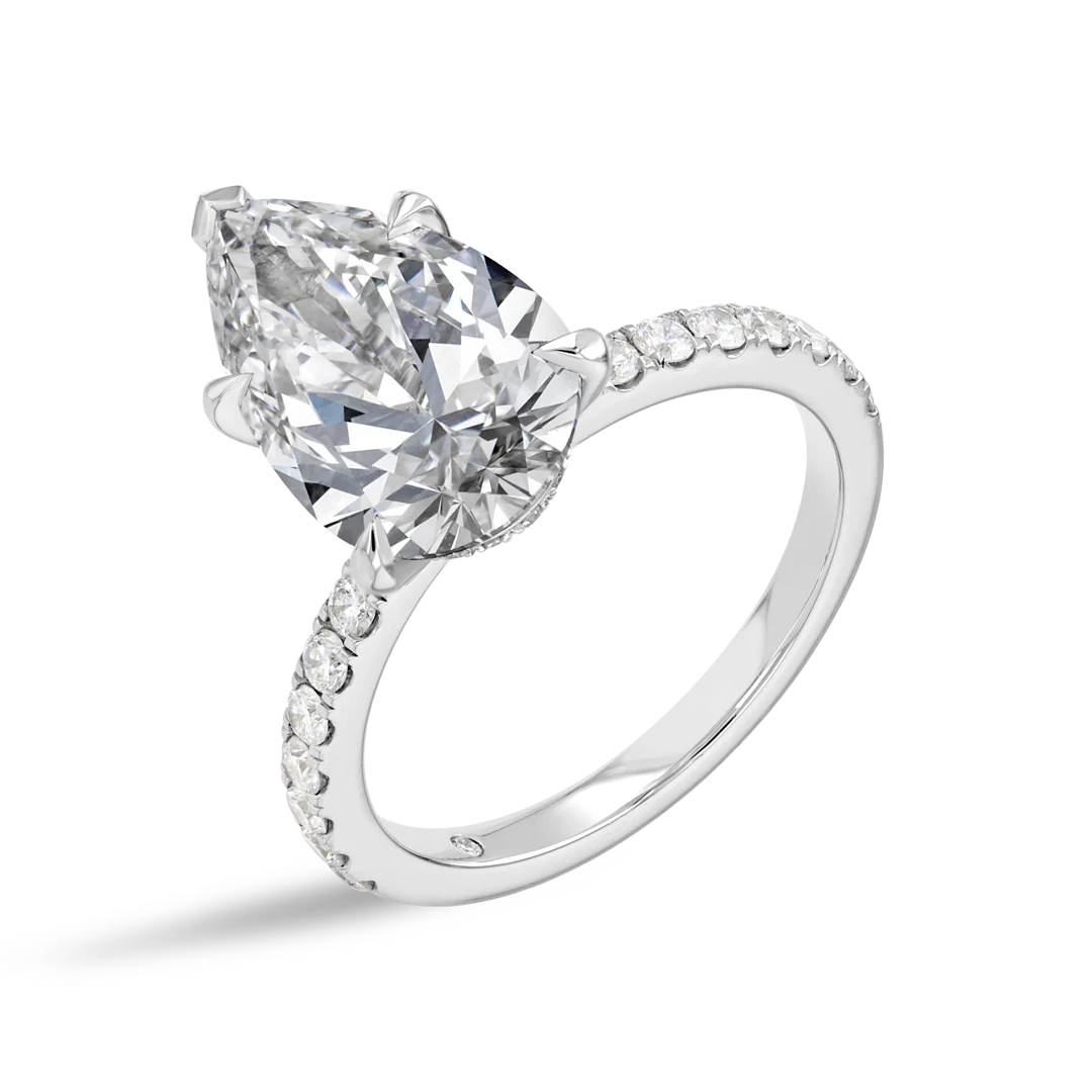 4 Carat Natural Pear Diamond Band White Gold Ring - Image 4