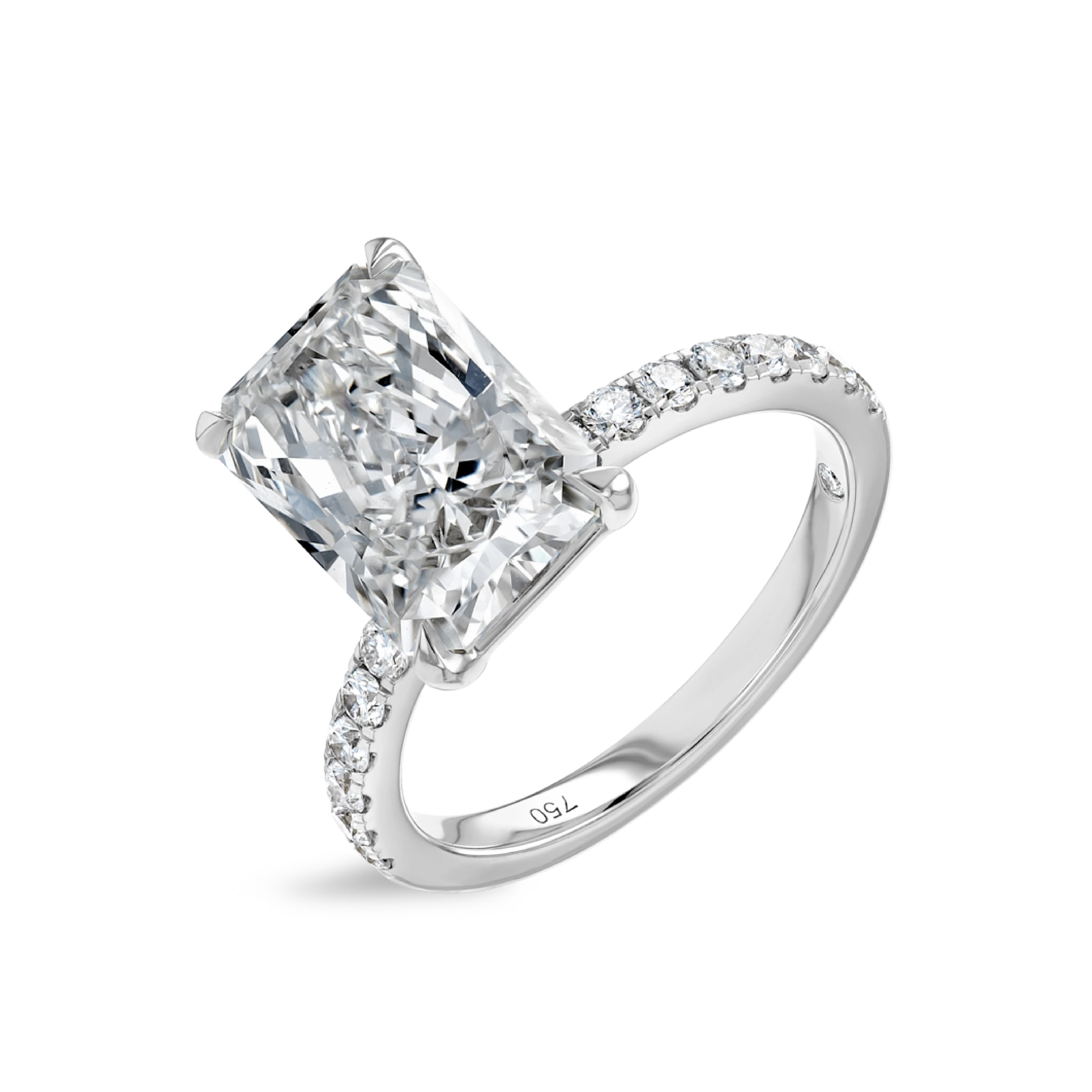 4 Carat Natural Radiant Diamond Band White Gold Ring - Image 4