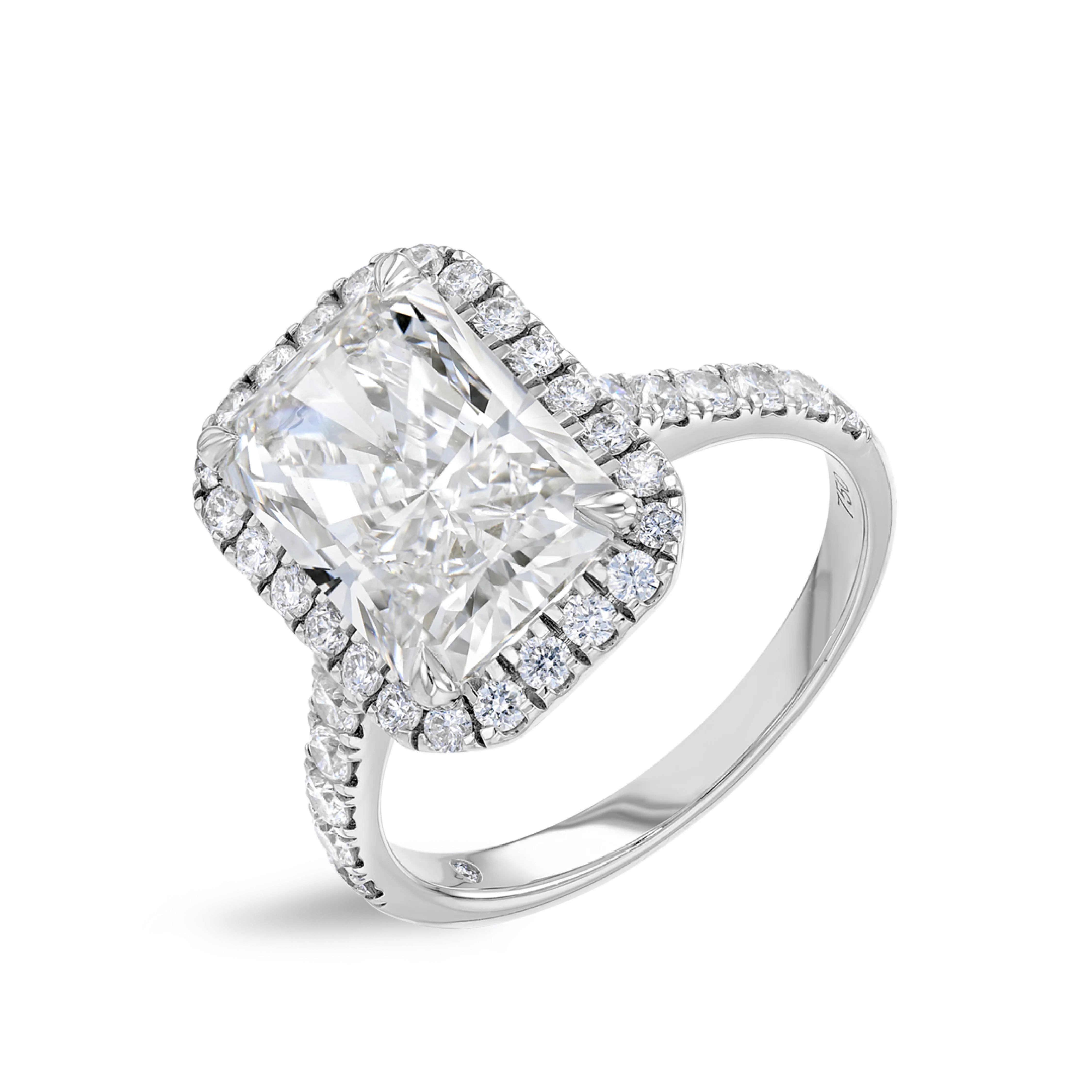 4 Carat Lab-Grown Radiant Halo White Gold Ring - Image 4
