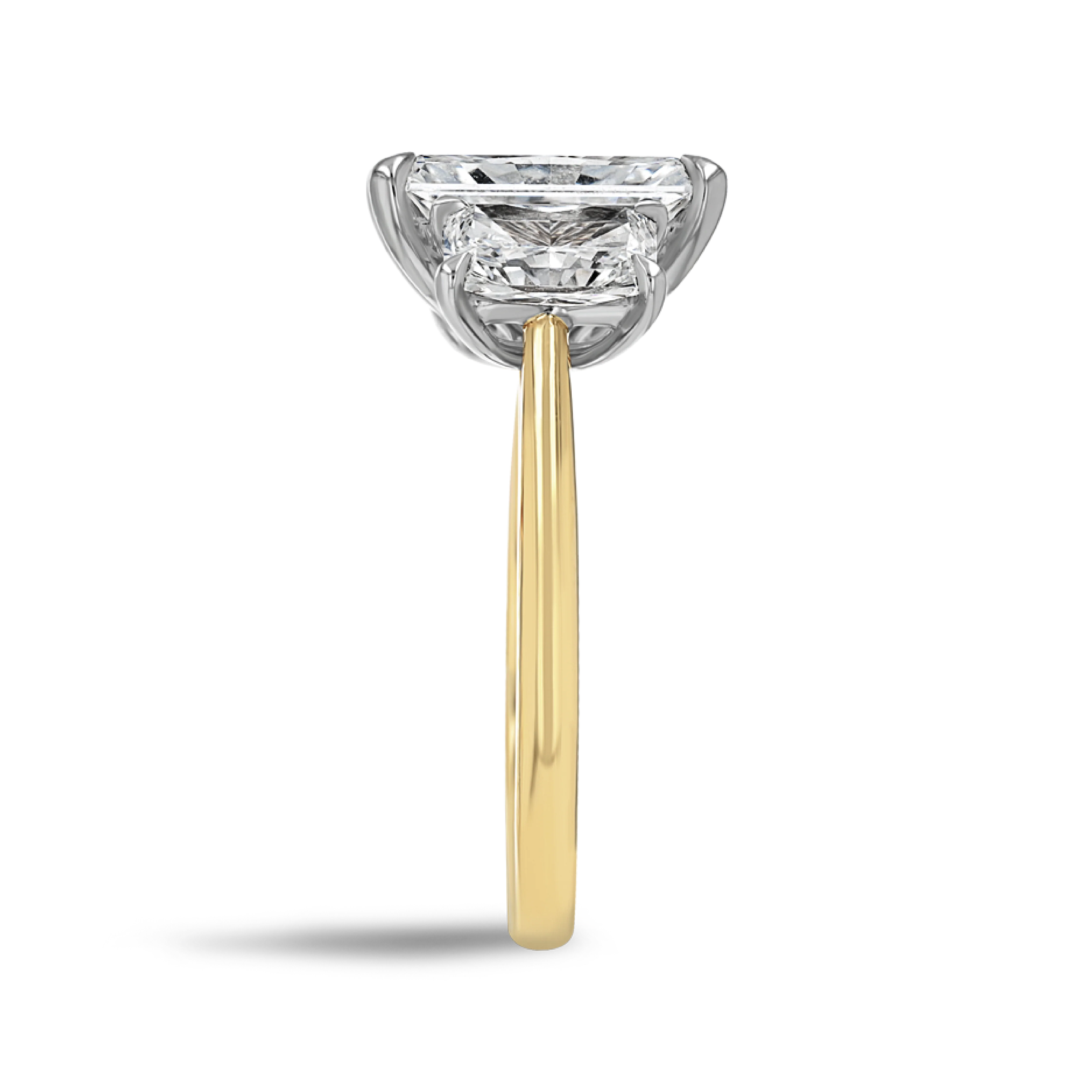 4 Carat Lab-Grown Radiant Trilogy With Side Radiants Yellow Gold Ring - Image 3
