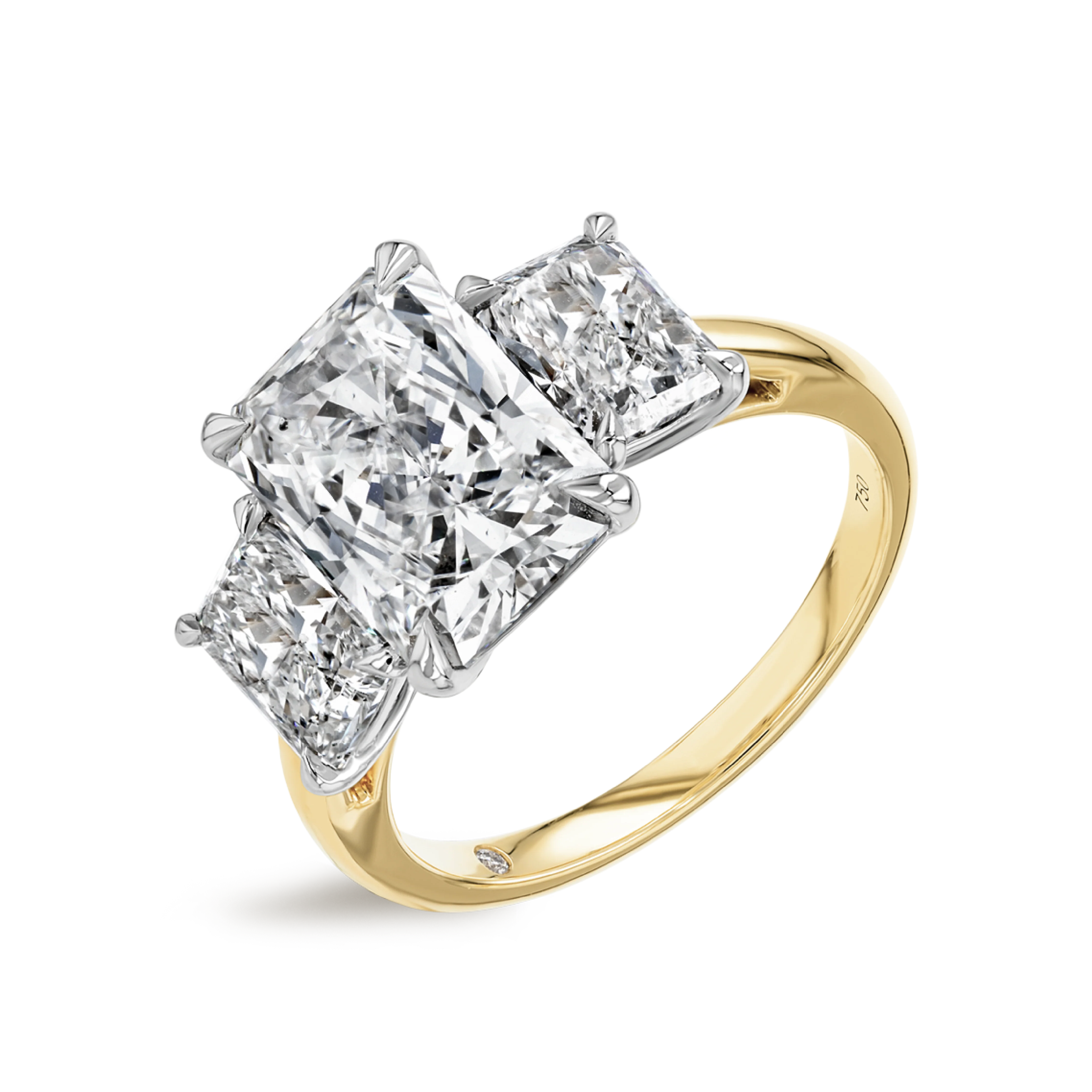 4 Carat Lab-Grown Radiant Trilogy With Side Radiants Yellow Gold Ring - Image 4