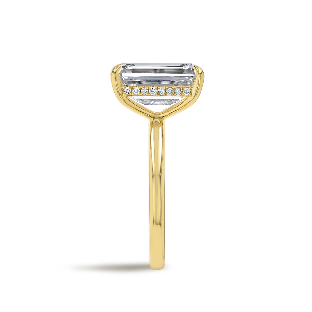 5 Carat Lab-Grown Emerald Solitaire Yellow Gold Ring - Image 3