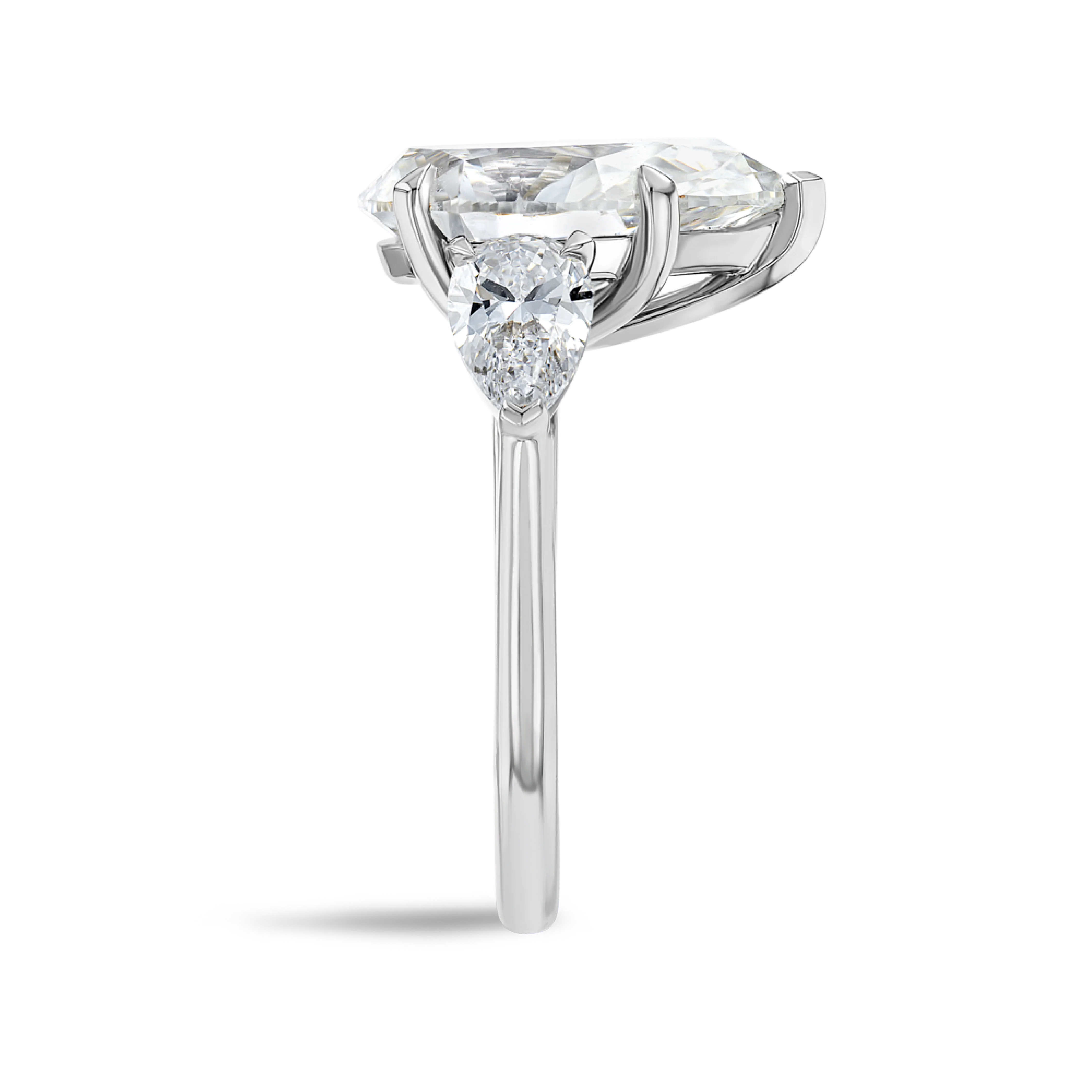 5 Carat Natural Pear Trilogy With Side Pears White Gold Ring - Image 3