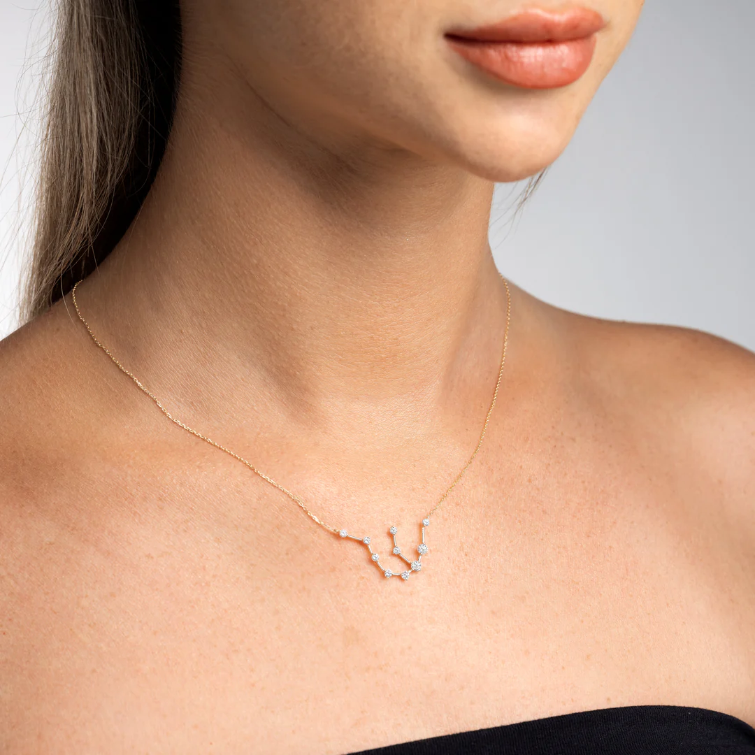 Aquarius Constellation Pendant Yellow Gold - Image 3