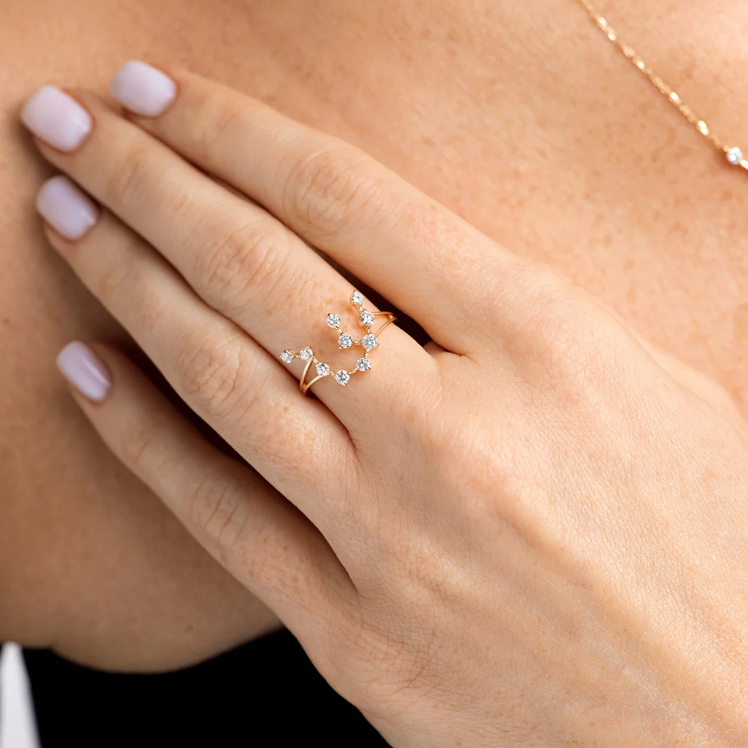 Aquarius Constellation Ring Yellow Gold - Image 5