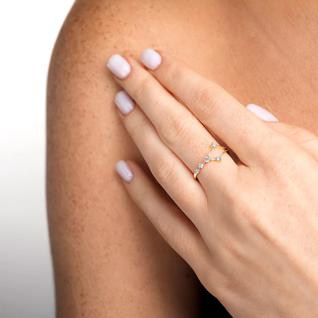 Cancer Constellation Ring Yellow Gold - Image 5