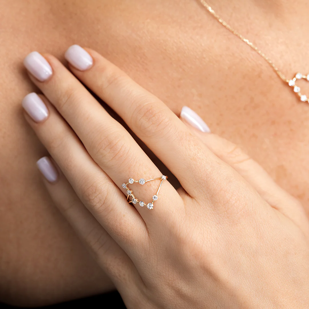 Capricorn Constellation Ring Yellow Gold - Image 5