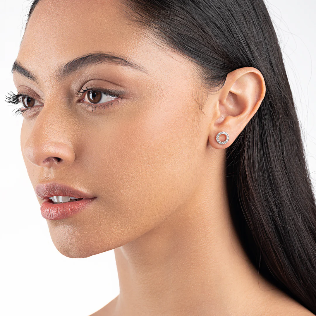 Circular Diamond Earrings White Gold - Image 3