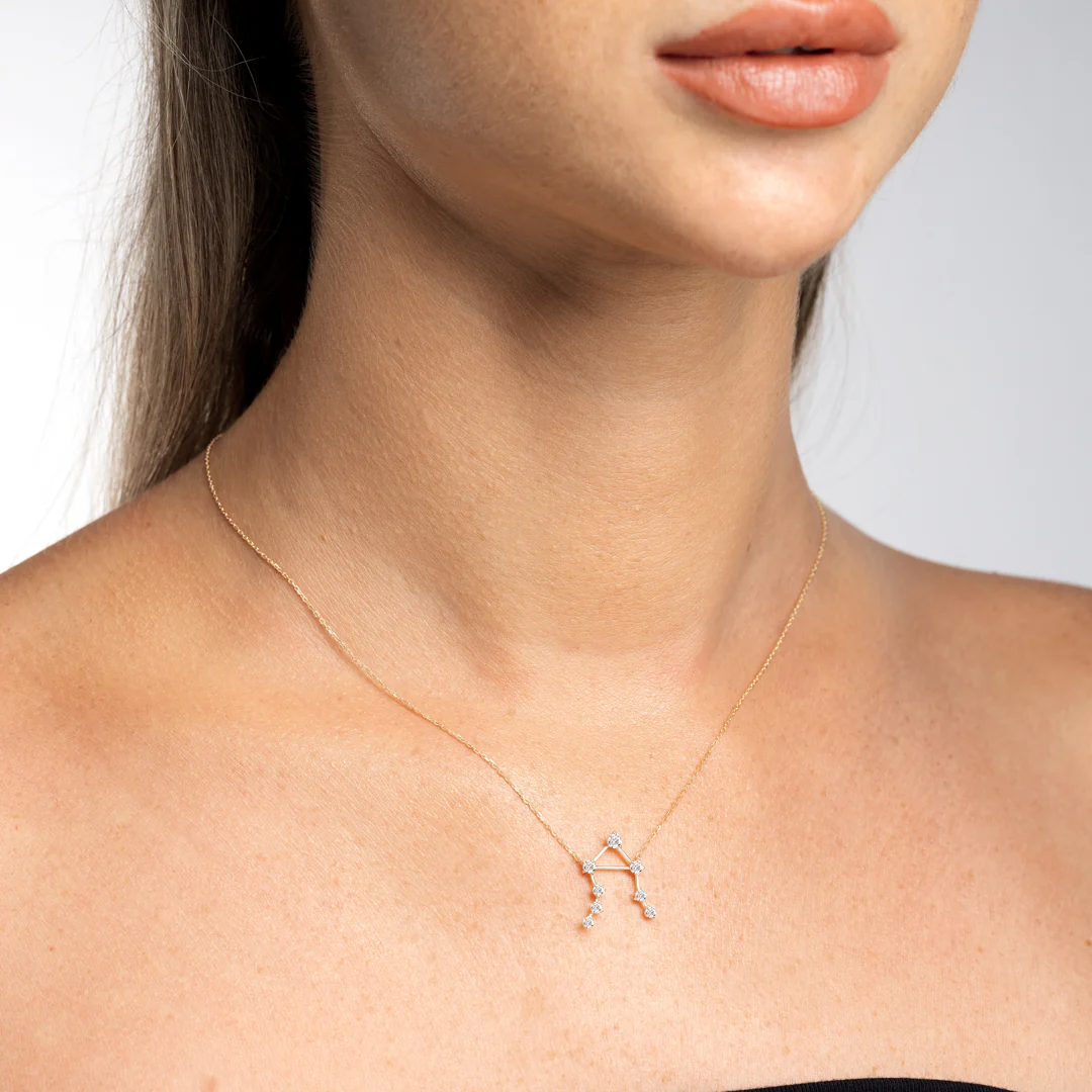 Libra Constellation Pendant Yellow Gold - Image 3