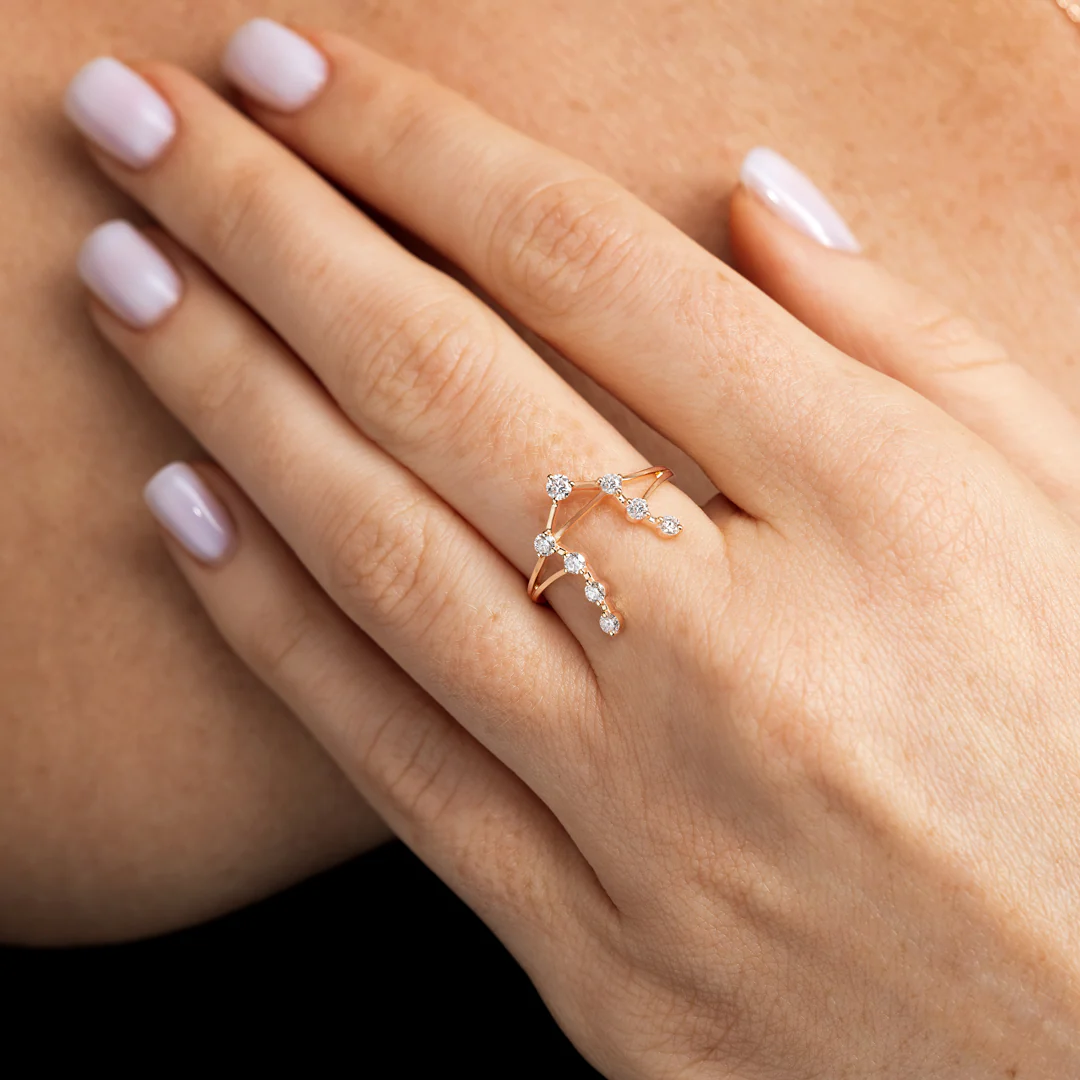 Libra Constellation Ring Yellow Gold - Image 5
