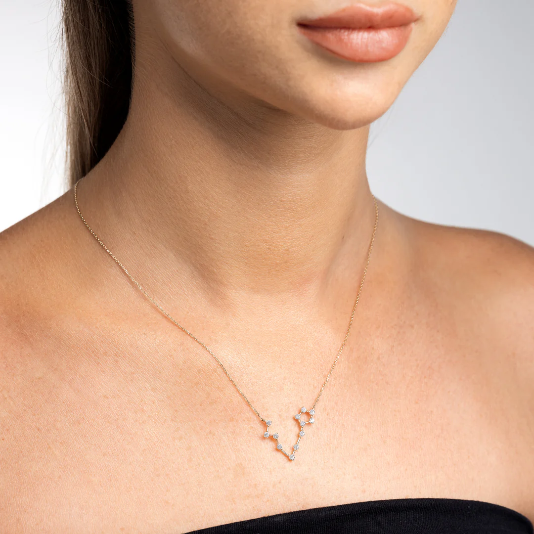 Pisces Constellation Pendant Yellow Gold - Image 3