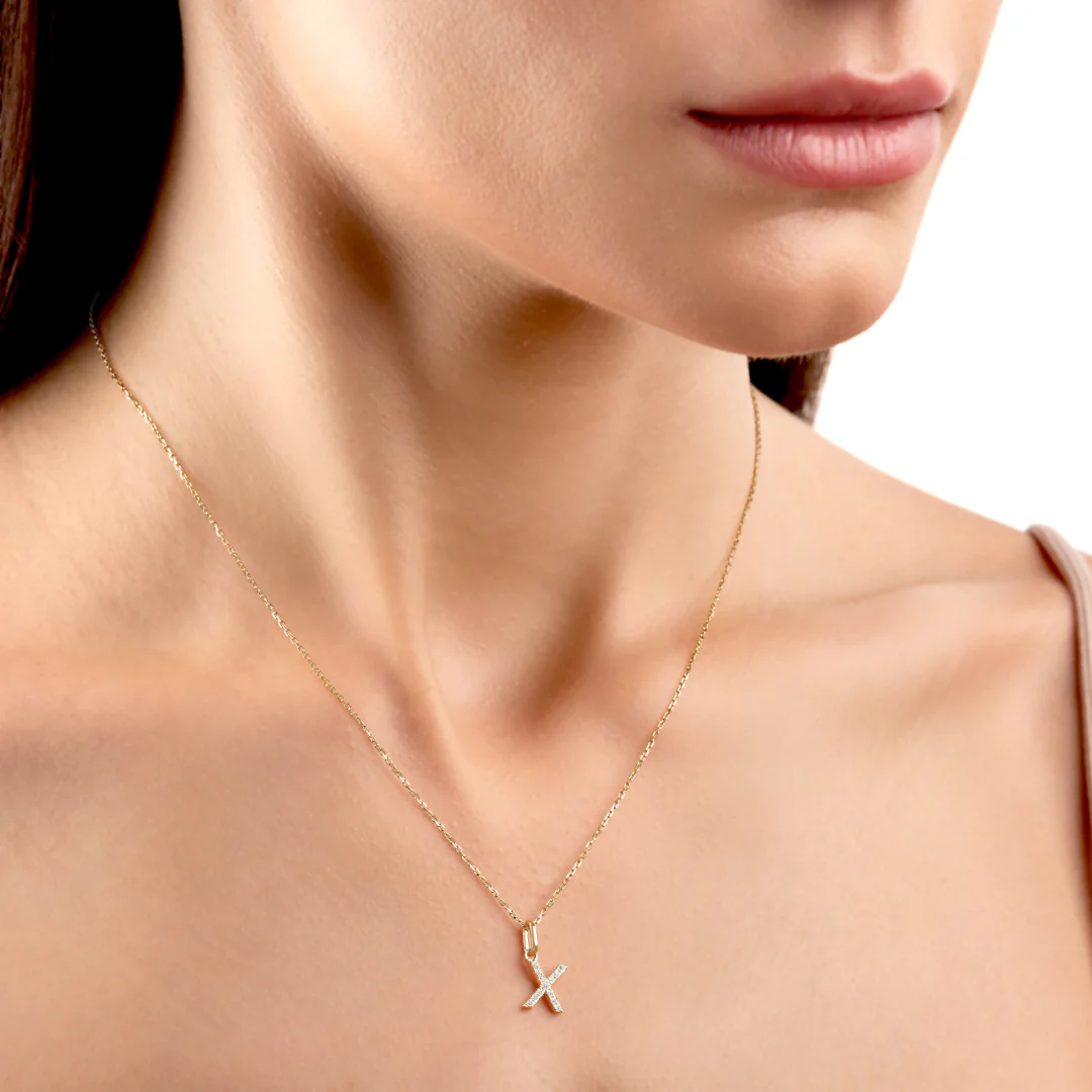 X Letter Pendant Yellow Gold - Image 3